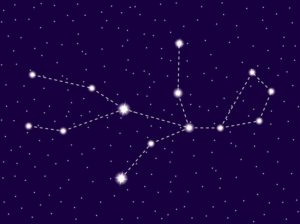 Virgo constellation. Starry night sky. Zodiac sign. Cluster of s